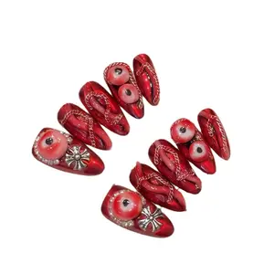 Press-On Nails-Gothic Red Evil Eye