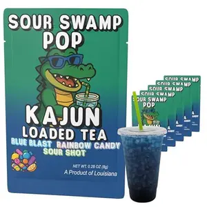 Kajun Loaded Tea – Sour Swamp Pop | Blue Blast + Rainbow Candy + Sour Shot Flavor | Sugar Free Tea Powder | 250mg Green Tea Caffeine | Zero Calories | Keto Friendly