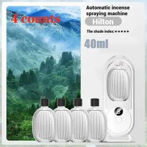 Rechargeable Aromatherapy Diffuser Set, Includes 4pcs 40ML Hilton Fragrance Refills, Portable Liquid Air Freshener Machine, Essential Diffuser