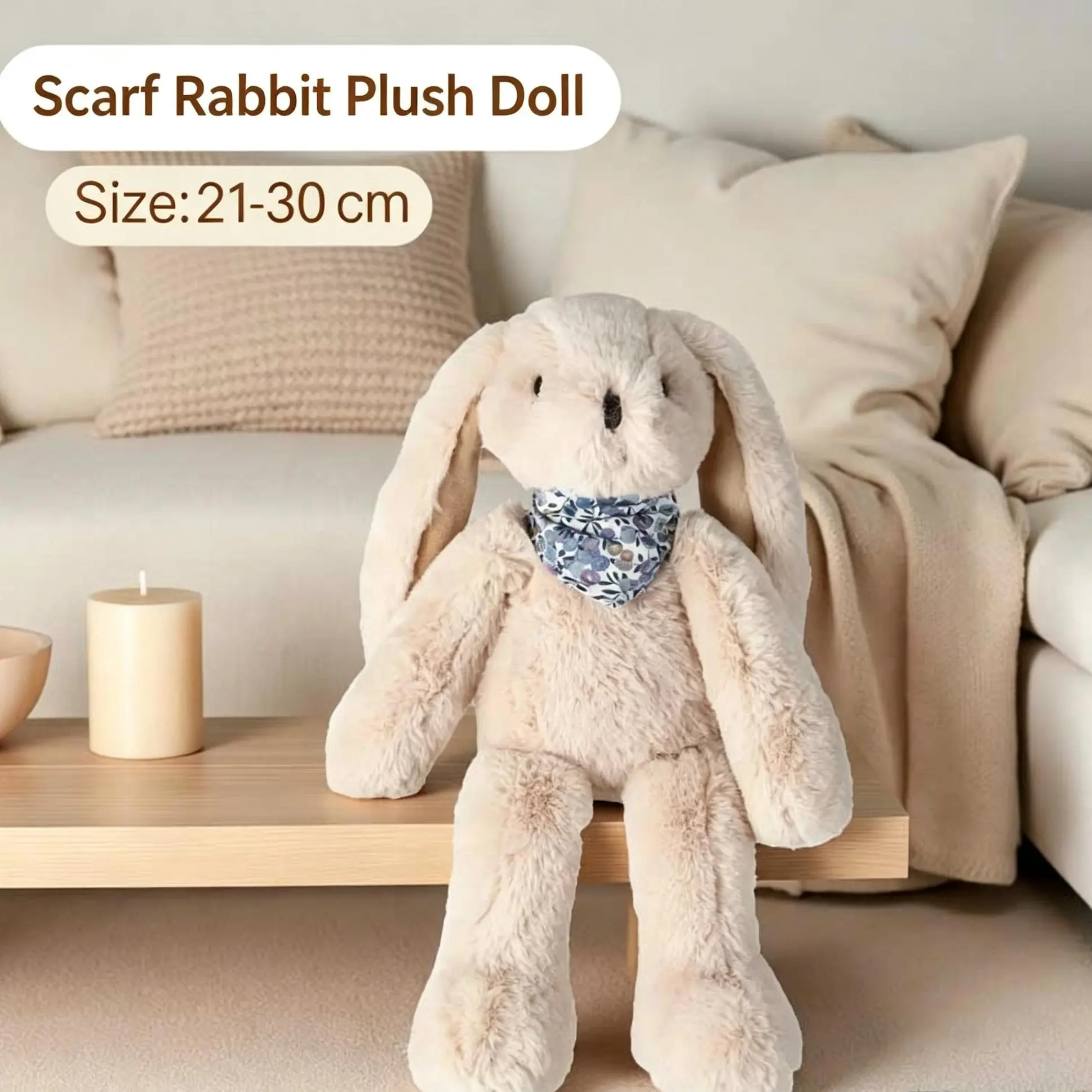 Scarf Bunny Plush Doll Viral Soft Stuffed Animal Cute Room Sofa Decor Warm Valentine Christmas Birthday Gift For Girls & Boys