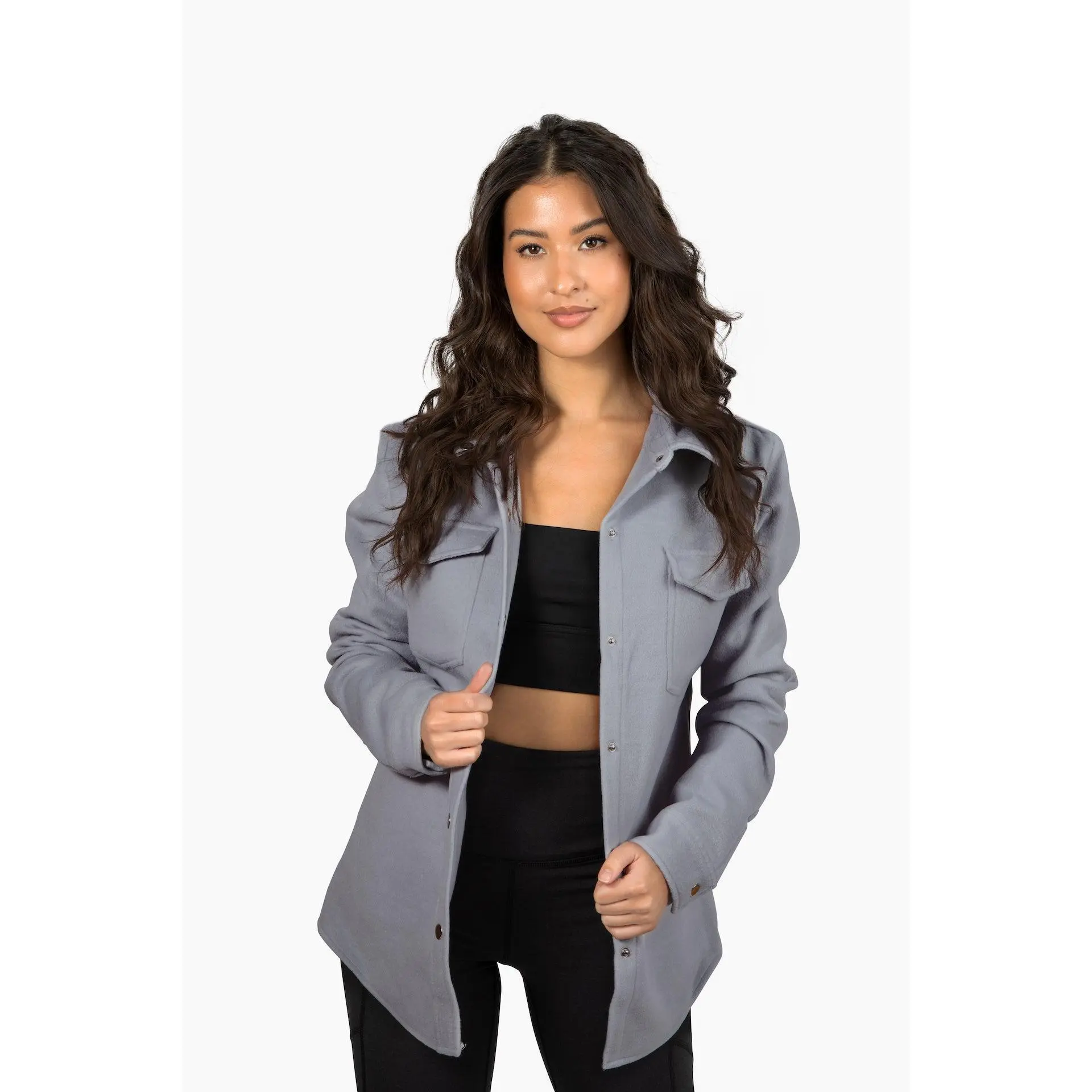 The Dar Wool Shacket- Light Grey
