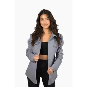 The Dar Wool Shacket- Light Grey