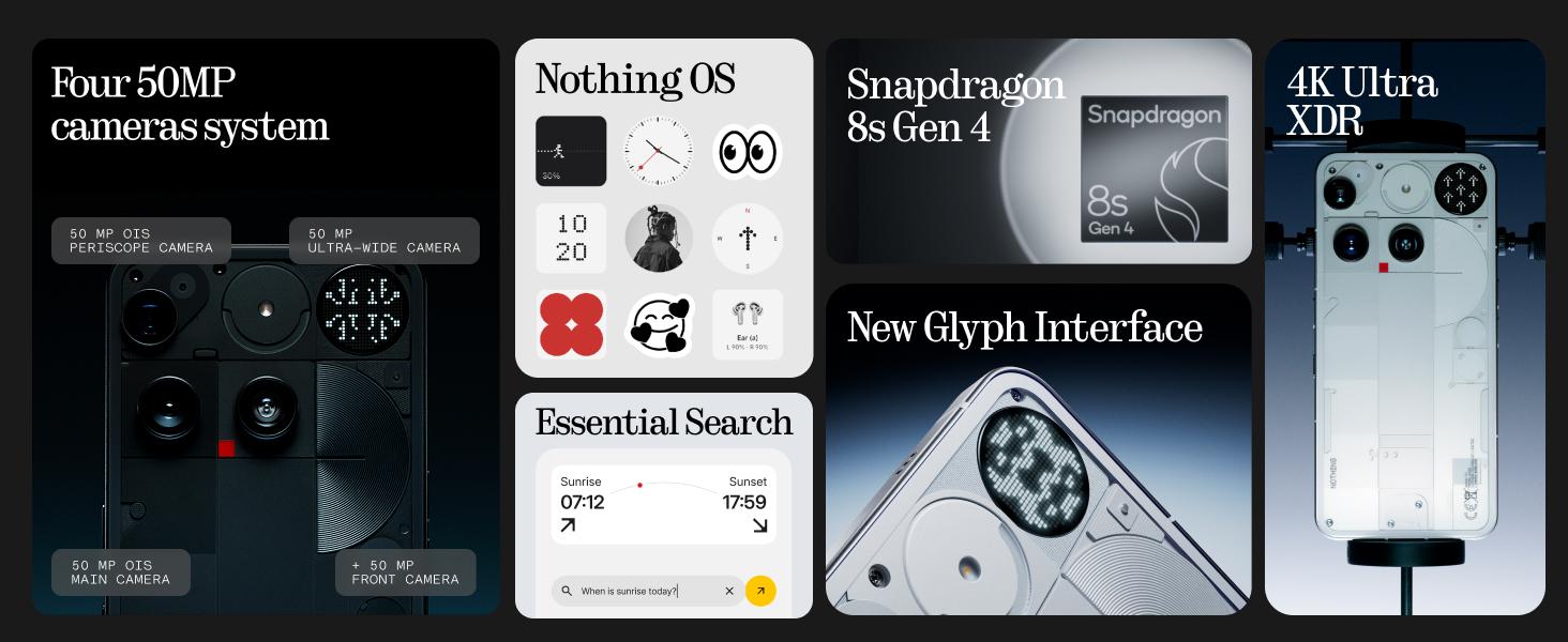 Nothing Phone (3) Cell Phone, 2025 New 5G Unlocked Phones 512GB, Android 15, Snapdragon 8s Gen4, AI Mobile Phones with Four 50MP Cameras & AMOLED Display, 5150mAh, Glyph Interface, Smartphone White