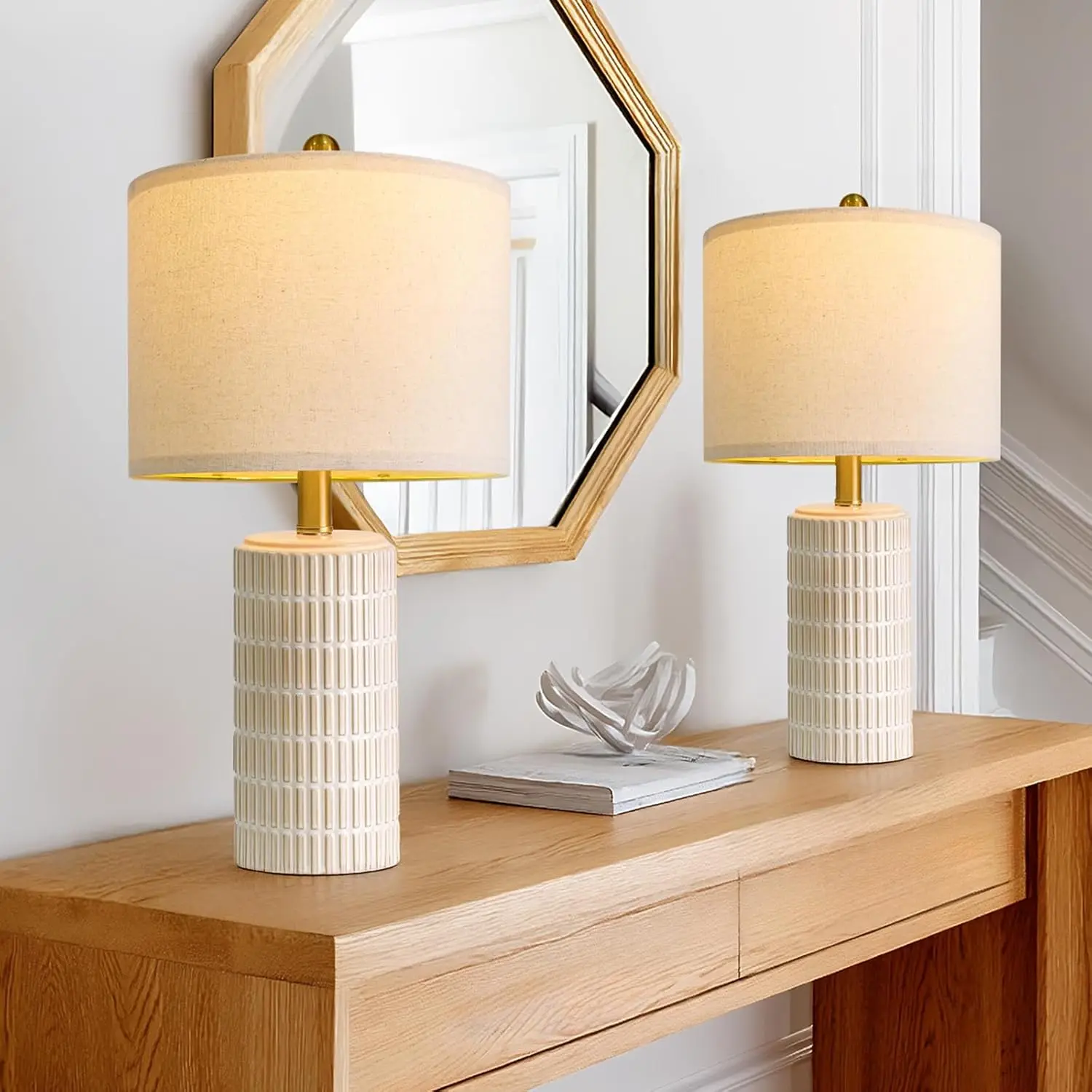 20.75" Small Modern Ceramic Table Lamps Set of 2 for Bedroom, White Bedside Lamps for Night Stands, Farmhouse Desk Decor Gift Nightstand Table Lamps for Living Room End Table Beige 20.75" Small Modern Ceramic Table Lamps Set of 2 for Bedroom, White Bedside Lamps for Night Stands, Farmhouse Desk Decor Gift Nightstand Table Lamps for Living Room End Table Beige