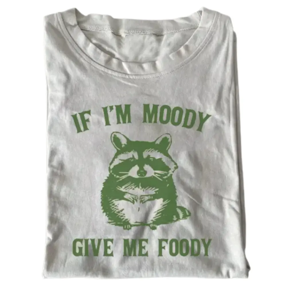 If I’m Moody Give Me Foody Raccoon Graphic Tee, Funny Animal Shirt, Moody Raccoon Graphic Tee, Vintage Graphic Shirt, Cute Raccoon Tee, Funny Gift for Animal Lovers, Gift for Men, Gift for Women
