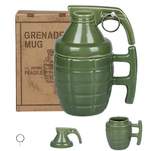 Fashion Ceramic Coffee Tea Cup, Special Cool Mug 3D Cool Grenade Design Durable Coffee Tea Cup Attractive Mugs Personalized Porcelain Gifts for Men Women - 9.4 OZ outdoorfun Water birthday valentine aniversary gift
