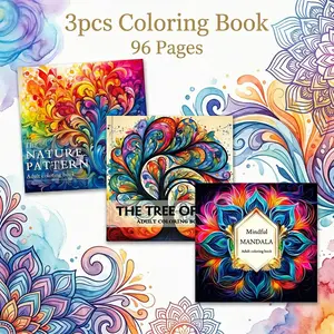 3 Pack Coloring Book Set - Anti-Stress, Relaxation, Stress Relief Focus for Adults - Nature Patterns & Tree of Life Theme - Paperback Mandala Designs - Perfect Gift, Gift Choice for Christmas - Art for Stress Relief & Creativity