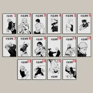 Anime Manga Wall Art Collection, Japanese Manga Poster Bundle, Inspired Prints for Anime Fans, Cool Otaku Room Aesthetic Decor, Black White Poster Gift Idea Unframe