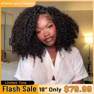 [Free Upgraded 7x6 Lace] MENGLLE 4C Baby Hair Kinky Curly 7x6 Pre Cut Lace Front Wig Wear and Go Glueless 200%/250% Density Human Hair Wigs Beginner Friendly#greenish#TikTokShopSpringGlowUp