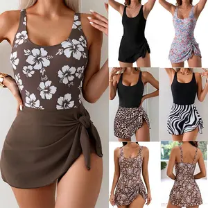 Women One Piece Swim Dress Swimsuit with Skirt Tummy Control Swimdress Swimming Bathing Suit