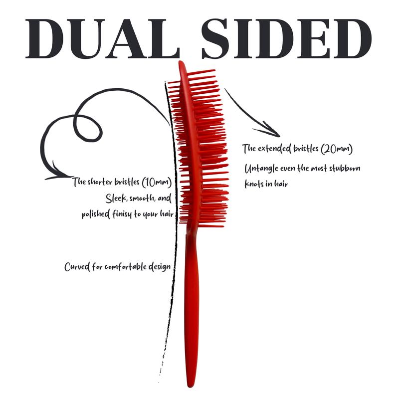 H2PRO GOMCOMb Dual Sided Hair Brush GBB001 - Long & Short Bristle Design for Professional Styling - Snag-Free Detangling for All Hair Types - Curved Design for Comfort & Vented for Fast Drying