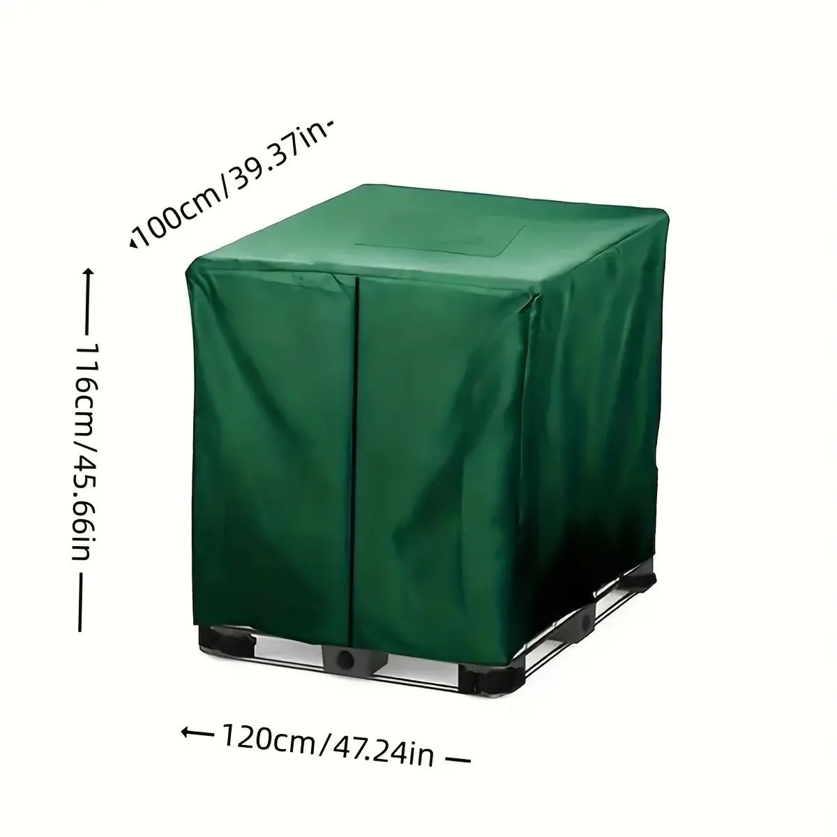 275 Gallon IBC Tote Cover - Durable Green Polyester Waterproof Shield with Integrated Opening and Reinforced Edge for Garden Tanks, Rainwater Buckets, and Outdoor Storage Containers for Enhanced Edge Protection