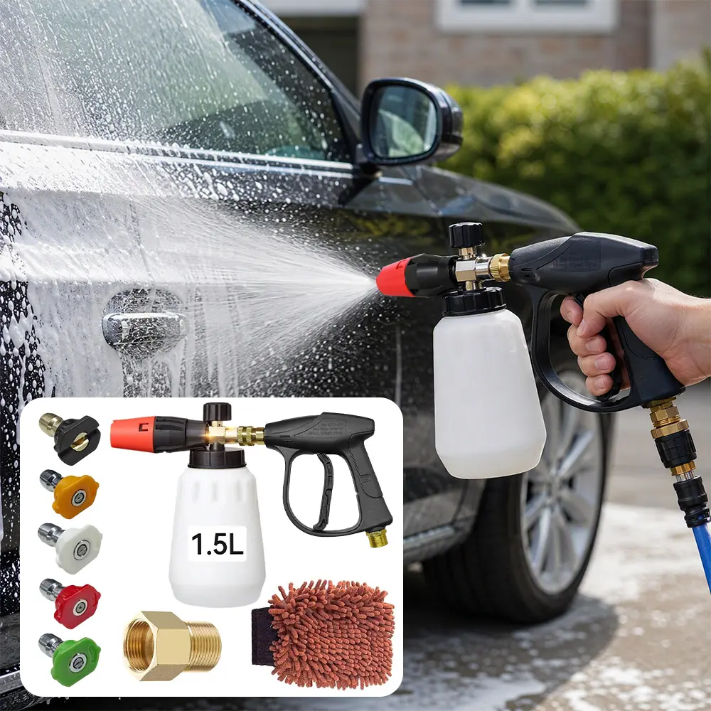 Foam Cannon Kit with Pressure Washer Short Gun, 1 L Snow Foam Lance with 1/4 Inch Quick Connector, Foam Blaster with Pressure Washer Gun sohochic