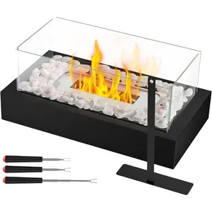 Portable Smores Maker Kit - Indoor/Outdoor Mini Small Fireplace Table Top Decor - White Elephant Gift for Women Mom Housewarming Christmas Birthday