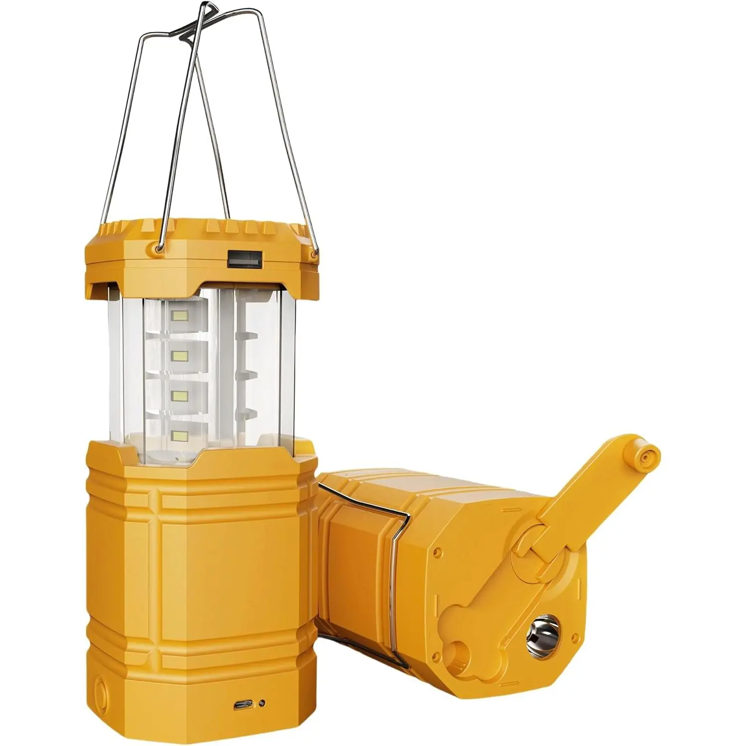 Hand Crank Solar Powered Camping Lantern - ABS Plastic Multi-Function Ultra Bright LED Torch, 3000mAh Large Capacity, 23-26H Long Play Time, Extra Long Play Time, USB Charger, Portable for Outdoor Hiking, Reading