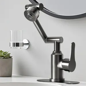 【Mother's Day Gift】Bathroom Sink Faucet, FunnyAir Stainless Steel 1080° Rotatable Faucet for Sink 1 Hole or 3 Holes, Modern Style Single Handle Bathroom Faucets with Hot and Cold Hoses, Chrome