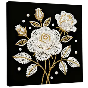 DIY Pearl Painting Art Kits for Adults Beginners Home Wall Decor Pearl Gem Paintings Picture Arts Craft 25x25cm With Frame