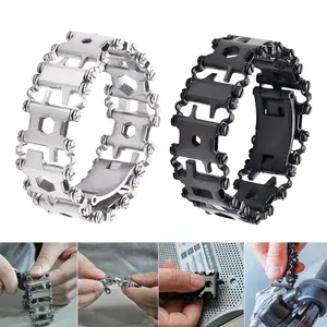 29-in-1 Multi-tool Bracelet Men's Stainless Steel Wearable Tool Link Bracelet Outdoor Survival Tactical Gear for Camping Hiking