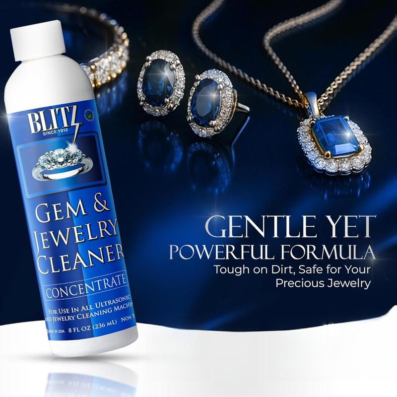 Blitz Gem & Jewelry Cleaner Concentrate 8oz Non-Toxic Non-Abrasive Formula for Gold Silver Platinum Jewelry Made in USA Household Cleaning Spray