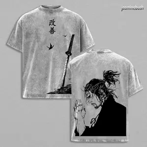 Vagabond Life Tee, Miyamoto Musashi 90s Manga, Men's Short Sleeve T-Shirt Unisex Oversize Anime Manga Washed Heavyweight Cotton T-shirt, Gift For Anime Fan, Anime Lover Classic