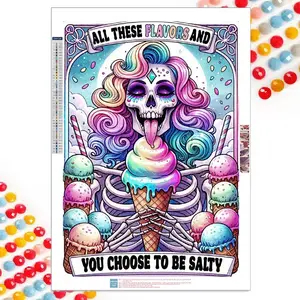 Skull Ice Cream Pattern DIY Diamond Arts Colorful Painting Kit without Frame, DIY 5D Diamond Arts Colorful Painting Kit, Wall Art Decor for Home, Diamond Painting Kits