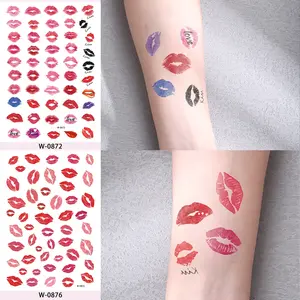 Valentine's Day Temporary Tattoo Stickers Waterproof Sexy Lip Print Tattoos for Men and Women Body Art Fake Tattoos