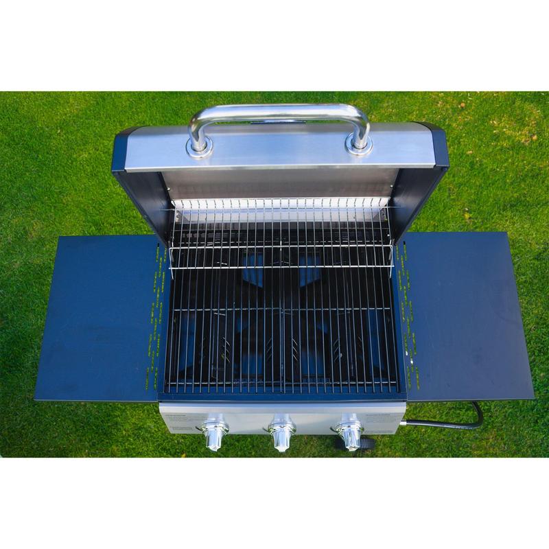 Grill Boss 27,000 BTU 3 Burner Propane Gas Grill w/Wheels, Cover, & Side Shelves