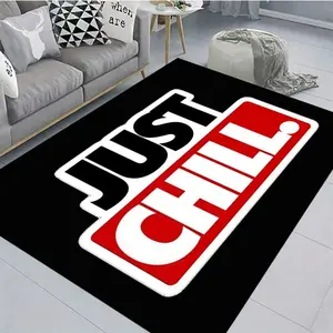 Relaxing Slogan Printed Rug, Absorbent Non-Slip, Perfect for Bedroom Decor, Balcony Decoration, Trendy Indoor Carpet, Living Room Rug
