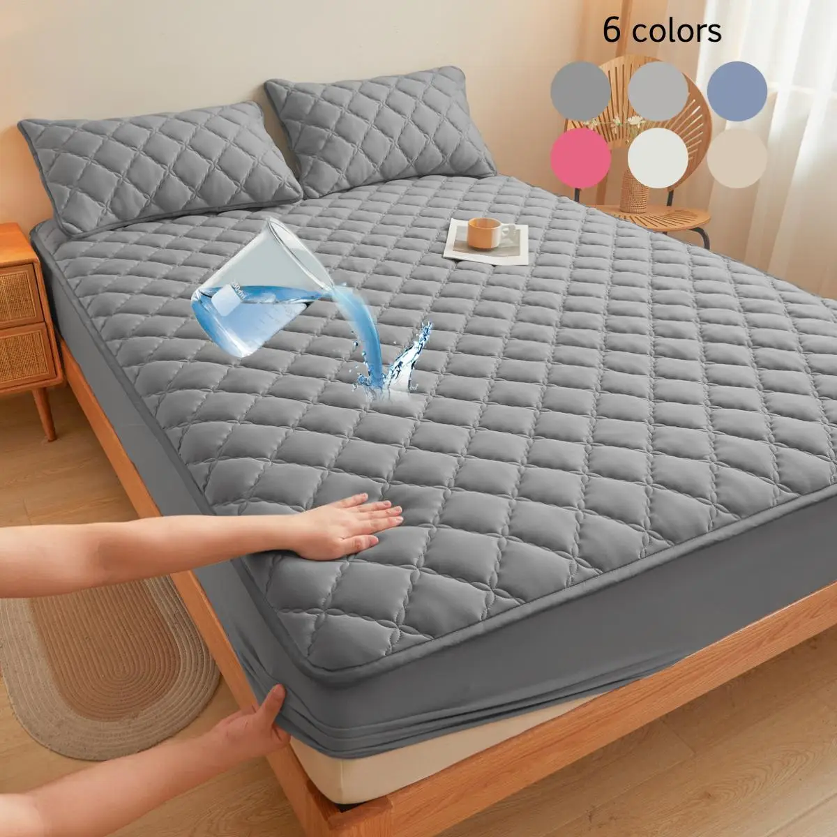 Waterproof Quilted Mattress Topper, 1 Count Soft Comfortable Breathable Quilted Mattress Protector, Waterproof Mattress Pad, Bedding Supplies for Bedr