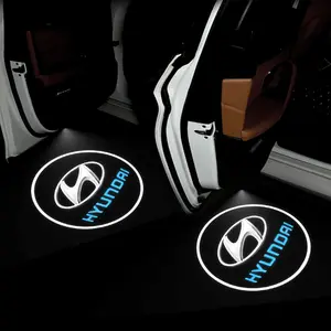 Car Door LED 1/2/4pcs Car Logo Welcome Emblem Light Projector Courtesy Shadow Welcome Lamp Wireless Laser Projecto For Hyundai Elantra Creta IX35 SANTAFE SONATA ACCENT Auto Goods Accessories