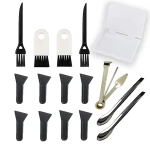Black Scrapers, Brushes and Spoons Kit with 3 in 1 cleaning tool for Cleaning Herb Grinder multifunctional kitchen tool