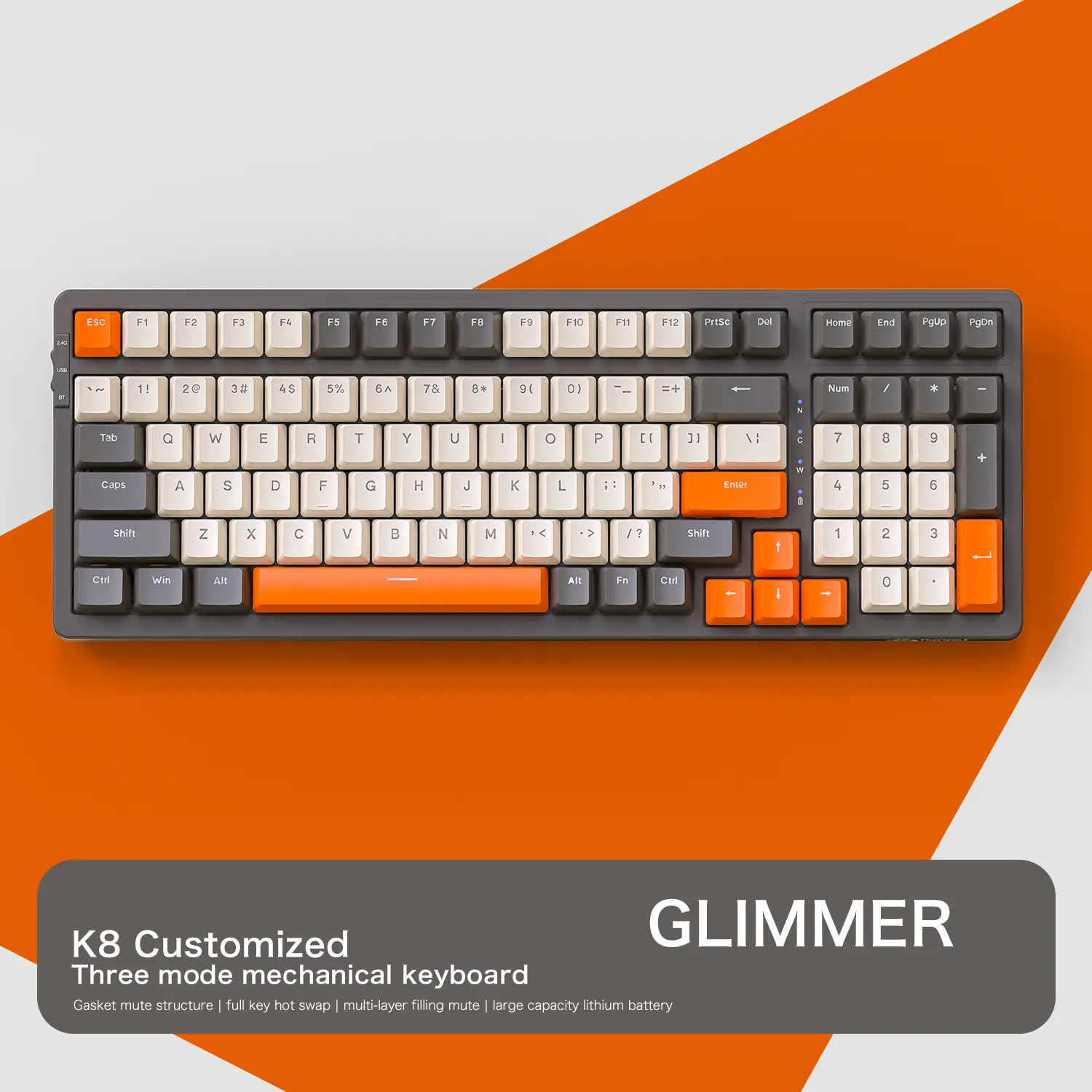 100-Key Wireless Mechanical Gaming Keyboard - Tri-Mode Connection, Full-Key Hot Swap, Lighting Effects, Gasket Muffler Structure for Laptops, Color Changing, Ergonomic, Pc