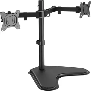 Freestanding Dual  Stand for 2 Screens up to 32 inch, Heavy Duty  Mount Holds Max 17.6 lbs per Arm, Height Adjustable Computer  Stand for Desk, VESA 75x75/ 100x100mm, Black