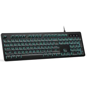 Wired Keyboard,Silent USB Keyboard for Office,Spill-Resistant,Slim Full-Size Membrane Layout,Plug and Play for PC/Laptop/-RGB Backlit