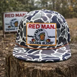 [ BEST 2026 ] Red Man Golden Blend Camo Snapback Hat, Vintage Patch Baseball Cap, Adjustable Hunting Fishing Outdoor Trucker Hat for Men, Retro Streetwear Gift