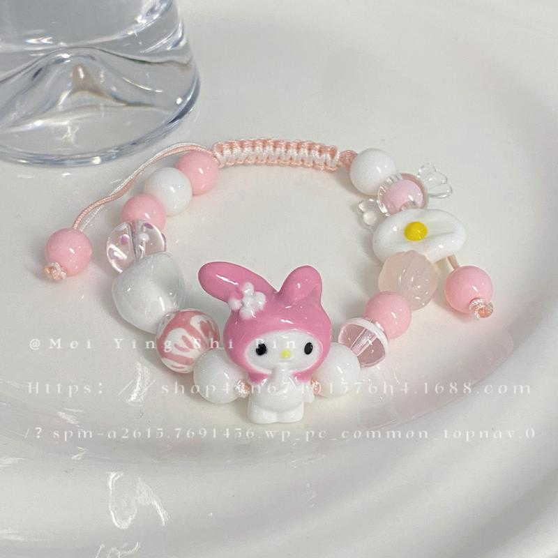 Sanrio My Melody Braided Bracelet - Iconic Character in Stylish Braided Design for Whimsical Accessory Lovers