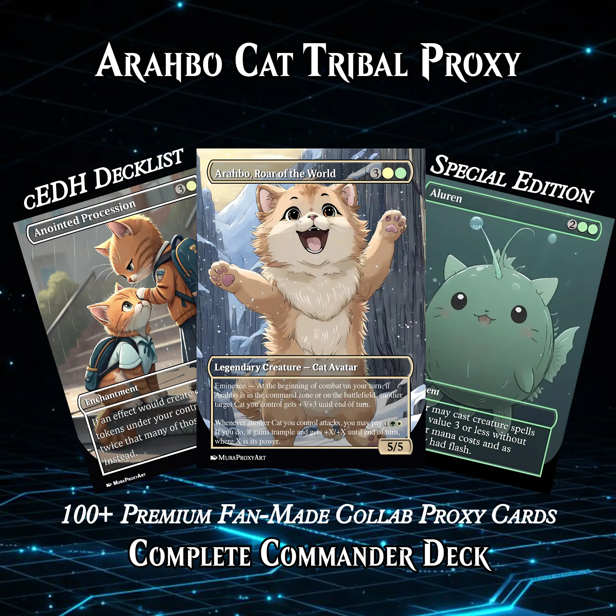 ‍ ARAHBO CAT TRIBAL ANIME MTG PROXY COMMANDER DECK – PREMIUM COLLECTOR SET