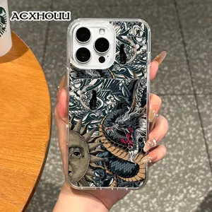 Magnetic Coquette Case for iPhone 17 16 E Pro Max 15 Plus 14 13 12 11 XS XR, Pastel Dragon Sun Moon Cat Design | Shockproof, Girly, Stylish, Silicone, and Trendy Protection