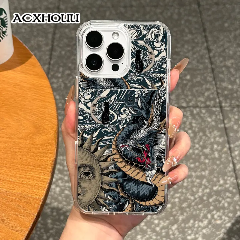 Magnetic Coquette Case for iPhone 17 16 E Pro Max 15 Plus 14 13 12 11 XS XR, Pastel Dragon Sun Moon Cat Design | Shockproof, Girly, Stylish, Silicone, and Trendy Protection