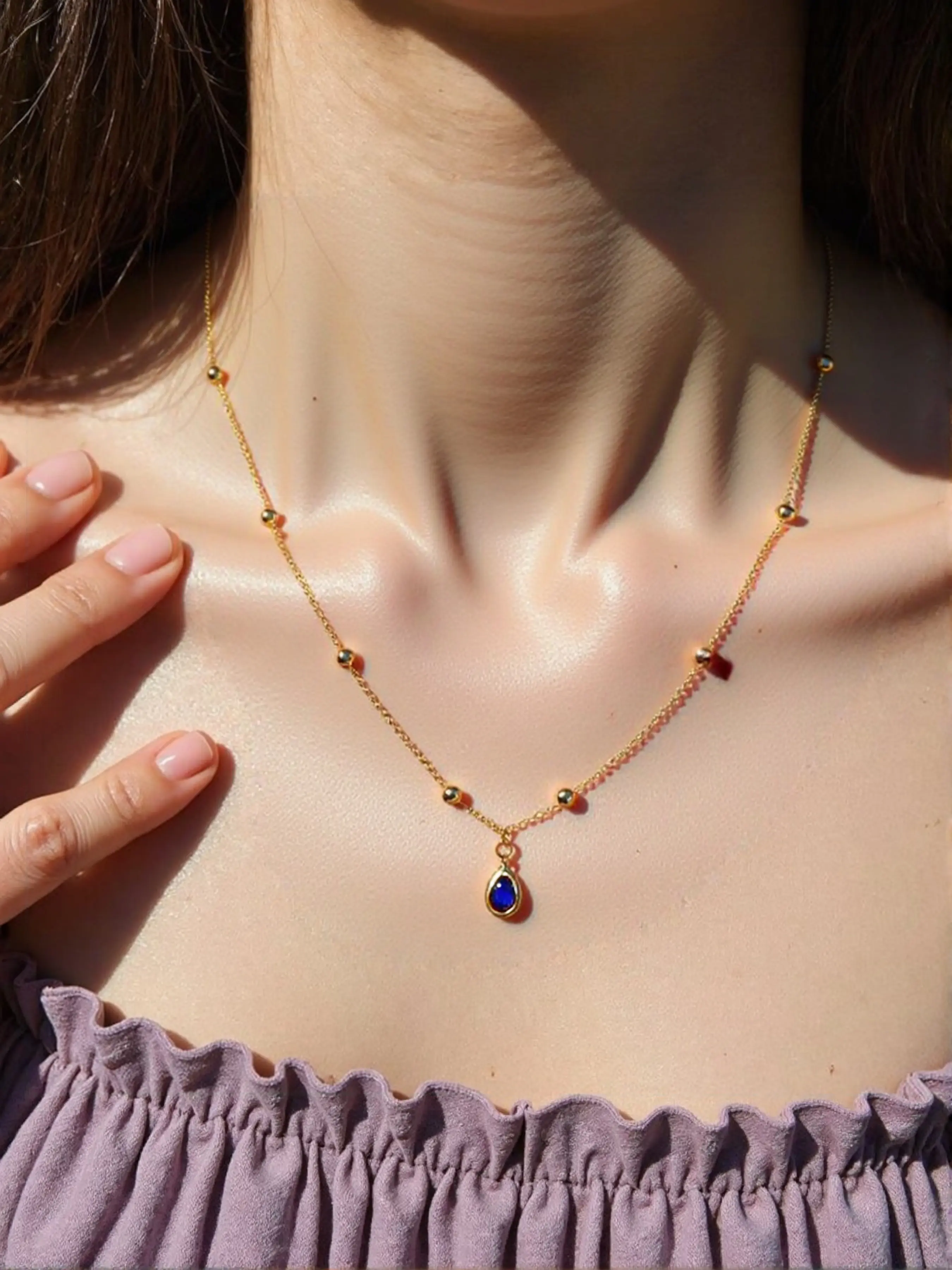 Twelve Months Birthstone Necklace, Fashion Simple Design Copper Inlaid Zircon Pendant, Birthday Party Gift, Elegant Jewelry for Women, All Seasons Wear, Exquisite Chain Jewelry, Sparkling Zirconia, Zirconia Chain Necklaces