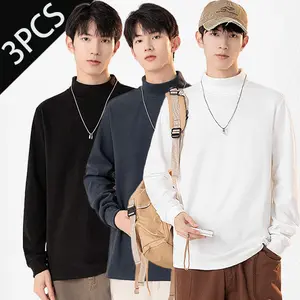 3pcs Half Turtleneck Long Sleeve Top Casual Basic Versatile Layering Piece