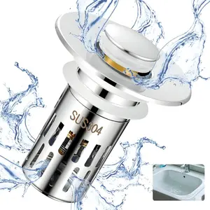 Pop Up Sink Drain Stopper Anti Odor Anti Clog Hair Catcher Bathroom Basin Drain Filter Universal Bathroom Sink Drain Stopper Anti Clog Drainage Filter Prevents Pipe Odor Bugs