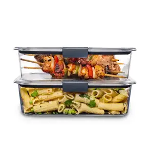 Rubbermaid Brilliance 2 Pack 9.6 Cup Plastic Food Storage Containers with Lids, Airtight Leak Proof Meal Prep Kitchen Containers