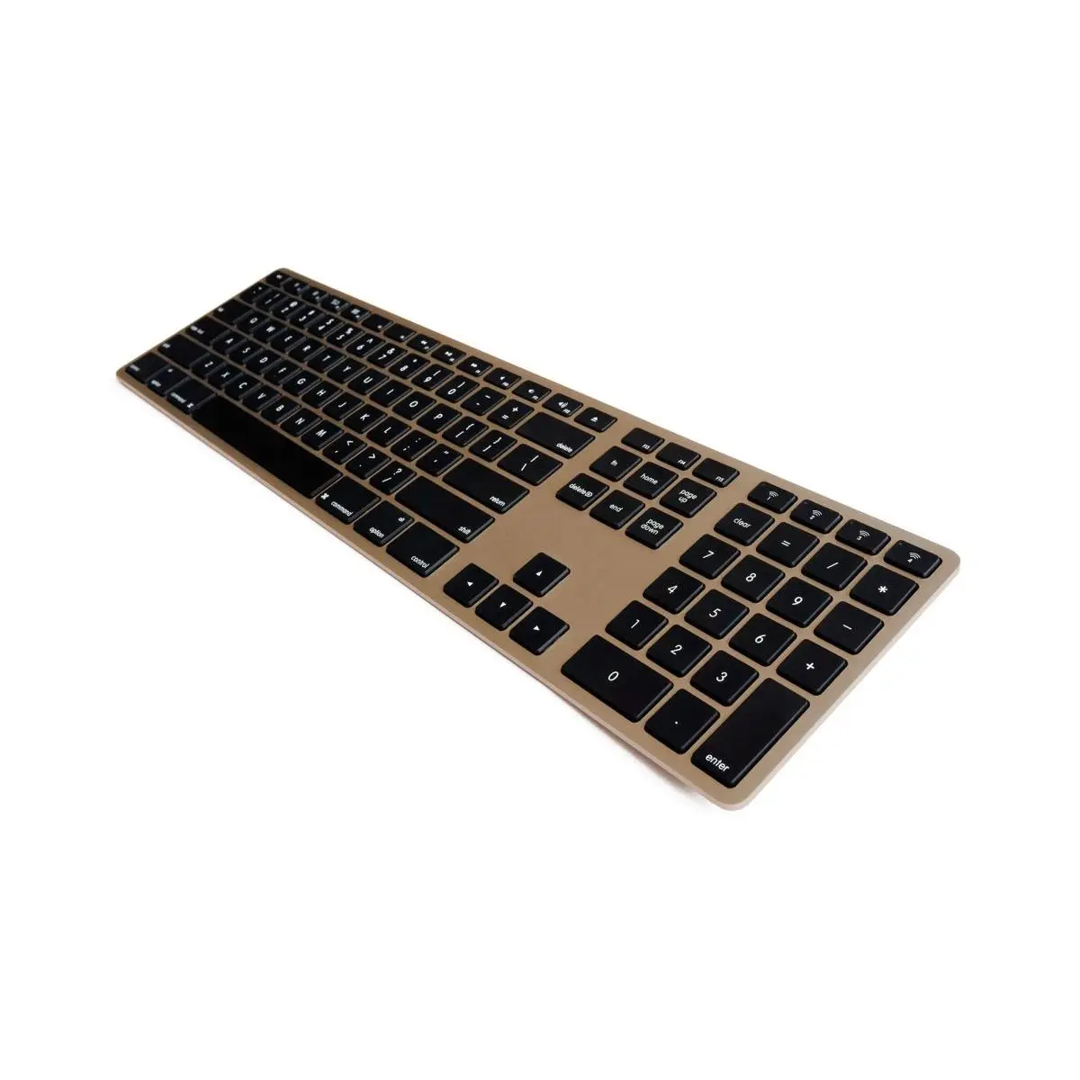 Matias FK418BTG Gold Wireless Aluminum Bluetooth Keyboard - 1600 mAh Long-Lasting Battery, Integrated Numeric Pad, Brightness Ctrl, Multi-Device Pairing Up to 4 Bluetooth Devices, Stable Power & Connection