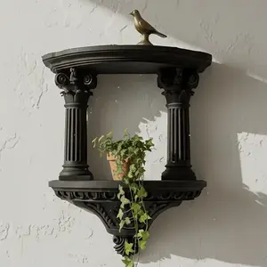 French Vintage Roman Column Wall Shelf, Elegant Home Decor Storage Solution, Durable Wood Material, Antique Style for Living Room or Bedroom