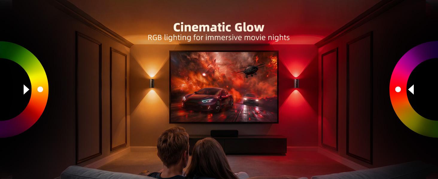 Motion Sensor Light Indoor with Remote, 4000mAh Rechargeable RGB Ambient LED Wall Lamp, Magnetic Stick-On Night Light for Hallway, Stairs, Bedroom and Living Room(2 Pack)