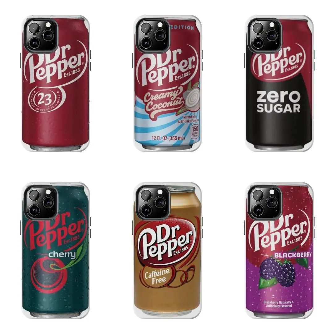 Dr Pepper Flavor Collection Phone Case - Cherry, Coconut, Blackberry, 0 Sugar Soda Can Design - Compatible with iPhone 17 ProMax/16/15/14/13/12/11 Plus, Samsung Devices - Unisex Mobile Accessory