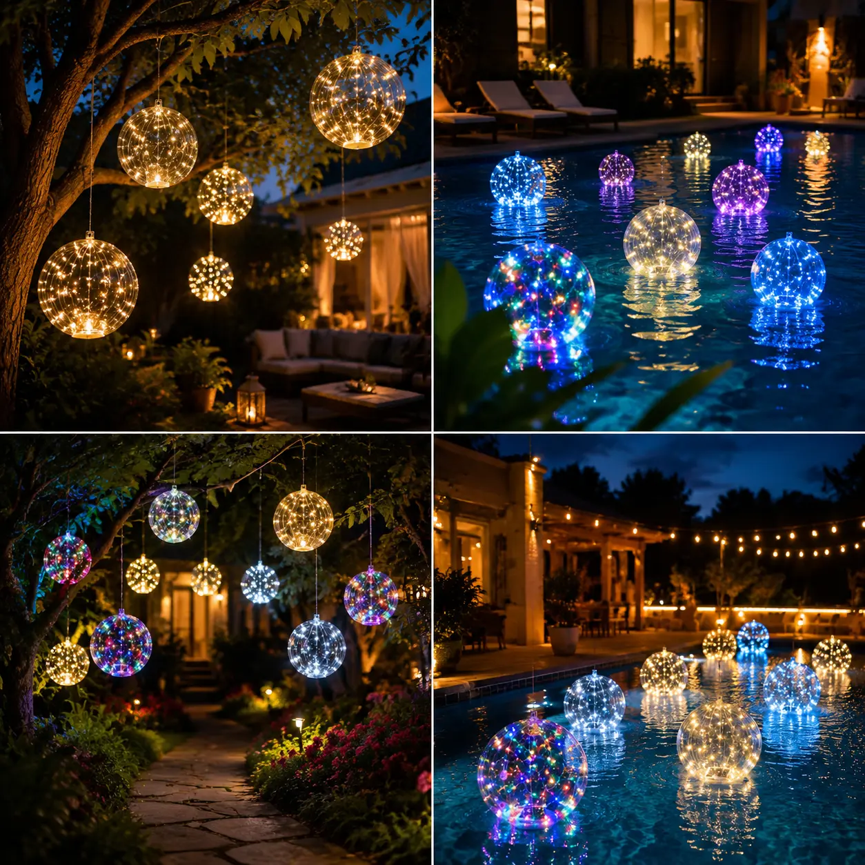 Outdoor Waterproof Solar Globe Lights, 13.4in Large Floating Pool Orbs with Built-in Fairy Lights, Decorative Lamps for Garden, Table Centerpiece out lámparasolar exterior lantern wall