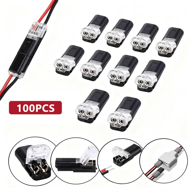 100-Pack Quick-Clip Fasteners, Low Voltage Wire Connector, Double-Wire Plug-in Connector with Locking Buckle, Multi-Purpose Snap-On Blocks for DIY Crafting, Low-Voltage Decor & Model Kits, No-Tool Plastic Connectors