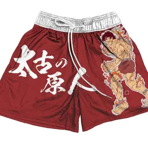 BAKI Men's Basketball Mesh Anime Shorts With Four Pockets Athletic Sweat Walking Gym Shorts